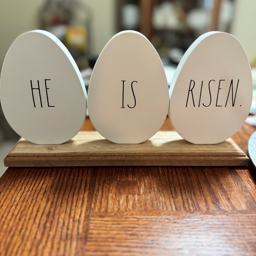 Rae Dunn Easter decor.